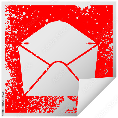 quirky distressed square peeling sticker symbol envelope