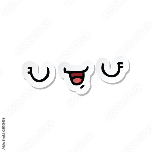 sticker of a happy cartoon expression