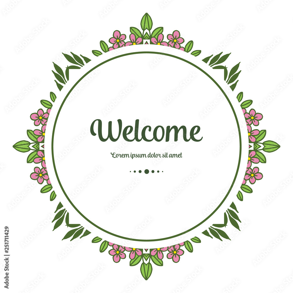 Vector illustration leaf flower frame for card writing welcome hand drawn