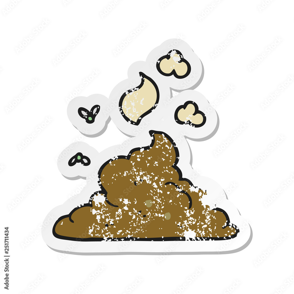 retro distressed sticker of a cartoon steaming pile of poop