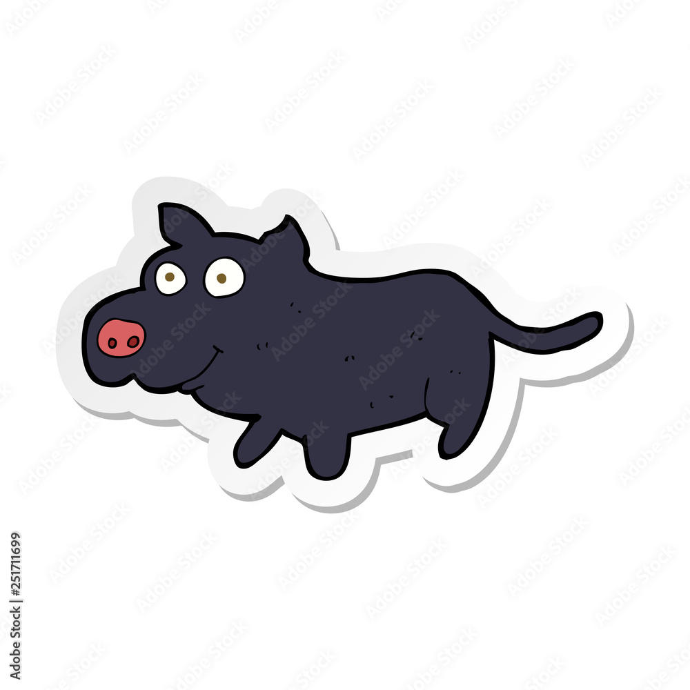 sticker of a cartoon happy little dog sticker of a cartoon happy little dog