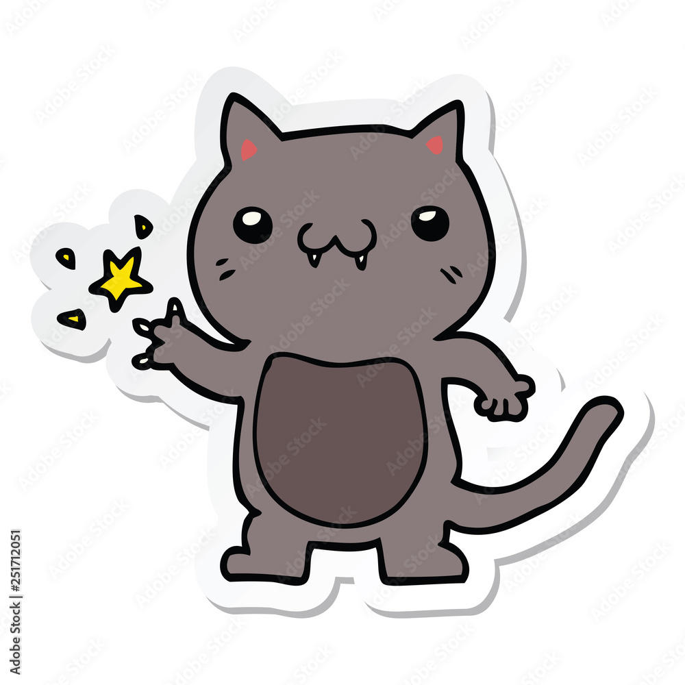 sticker of a cartoon cat scratching sticker of a cartoon cat scratching