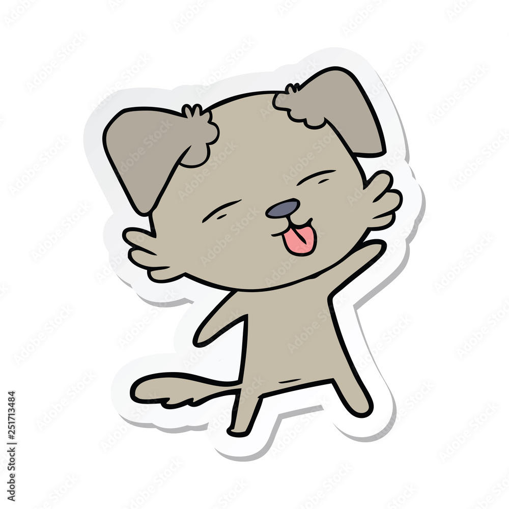 sticker of a cartoon dog sticking out tongue sticker of a cartoon dog sticking out tongue