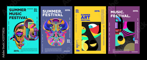 Summer Colorful Art and Music Festival Poster and Cover Template for Event, Magazine, and Web Banner. © yahya