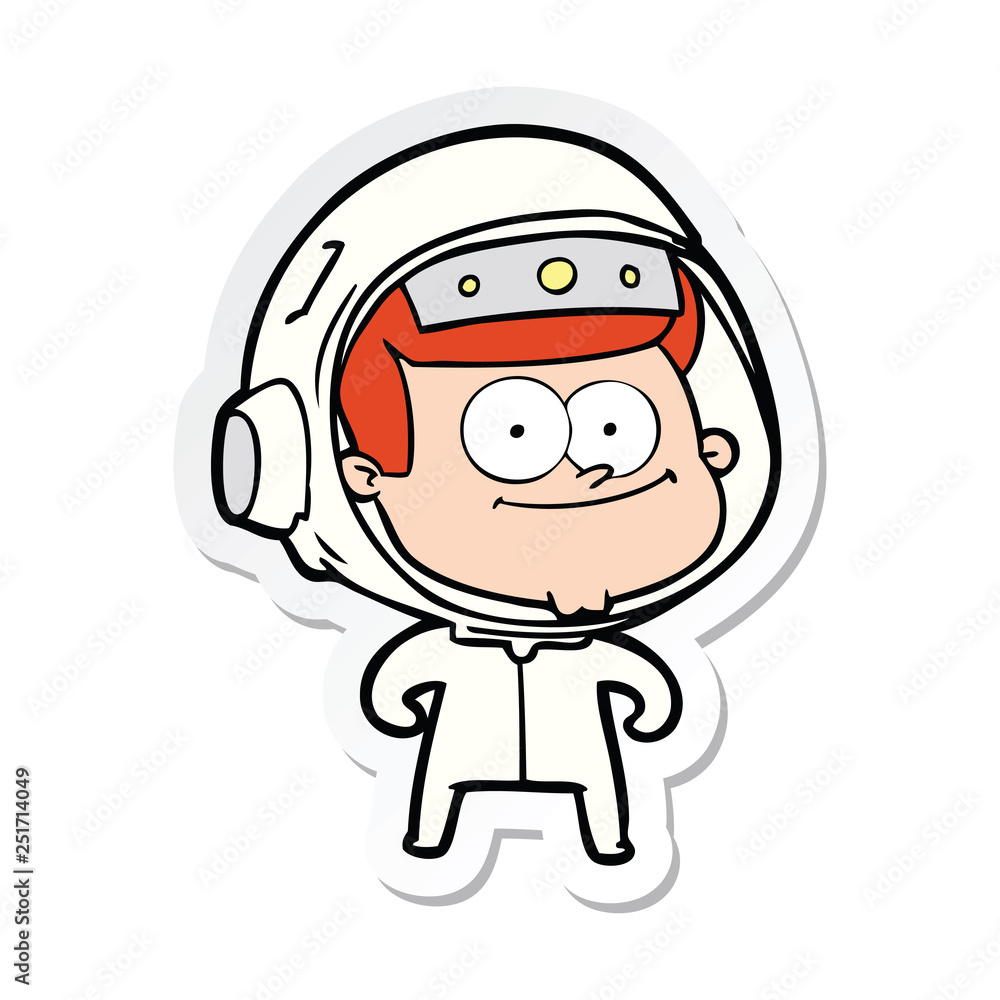 sticker of a happy astronaut cartoon sticker of a happy astronaut cartoon