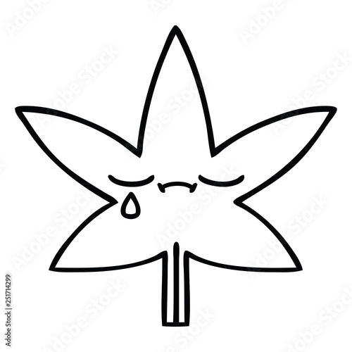 line drawing cartoon autumnal leaf