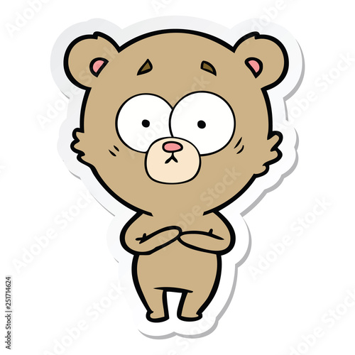 sticker of a surprised bear cartoon