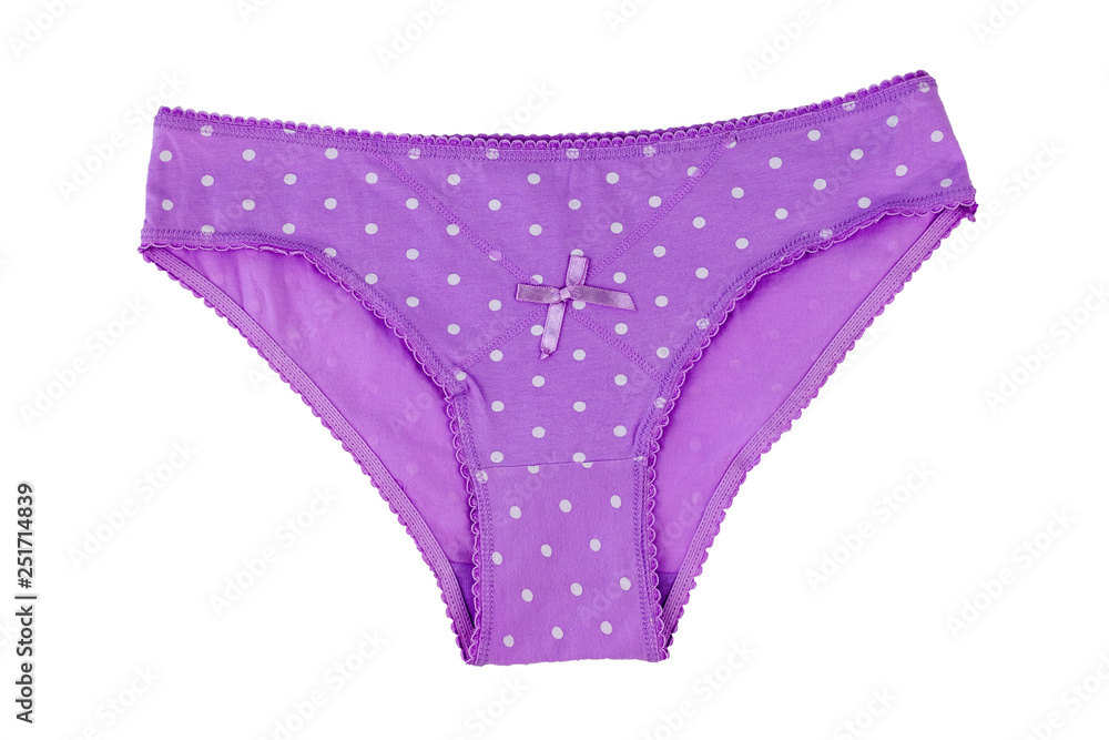 Lilac cotton women's briefs isolated on white background. Lilac cotton women's briefs isolated on white background.