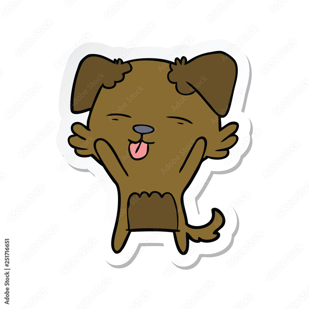 sticker of a cartoon dog sticking out tongue sticker of a cartoon dog sticking out tongue