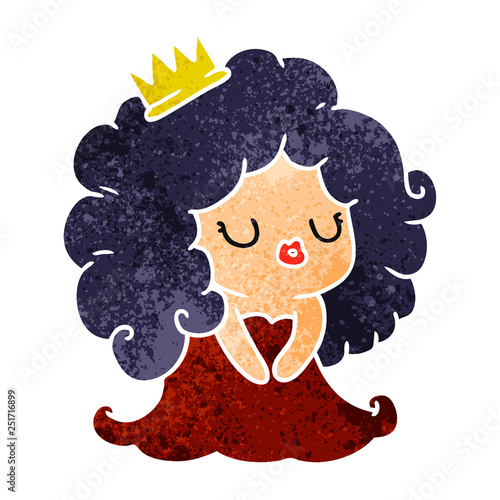 retro cartoon of cute kawaii girl