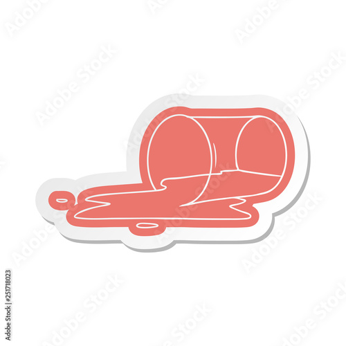 cartoon sticker of a spilt glass
