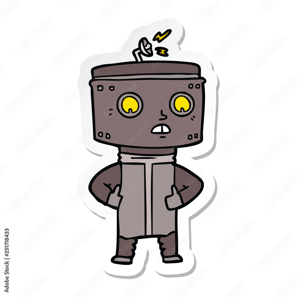 sticker of a cartoon robot sticker of a cartoon robot