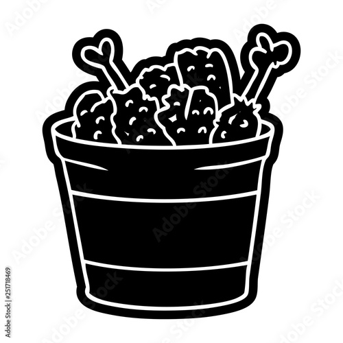 cartoon icon drawing bucket of fried chicken