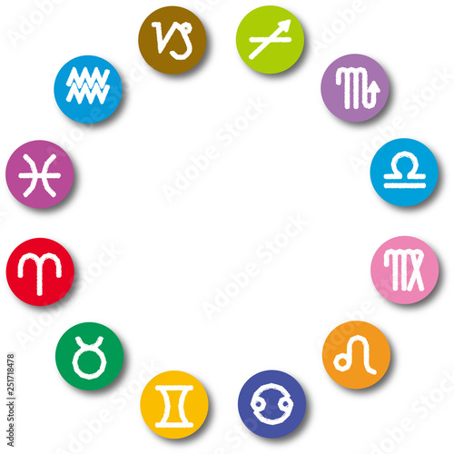 Zodiac signs Astrology icon  astrological symbols,twelve zodiac constellation signs　Vector illustration