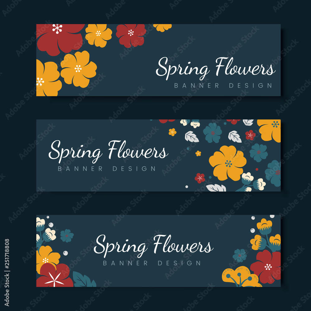 Naklejka premium Colorful flower card template set