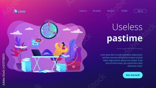 Procrastination concept landing page.
