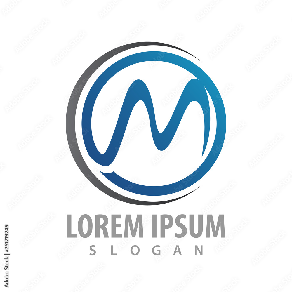 logo concept design. Circle letter M. Symbol graphic template element vector logo concept design. Circle letter M. Symbol graphic template element vector