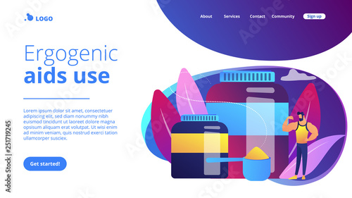 Sports nutrition concept landing page.