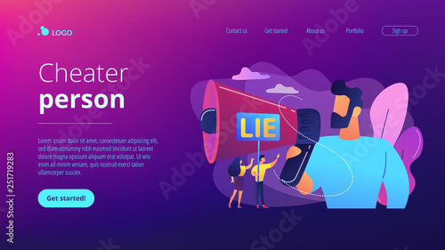 Cheating concept landing page.