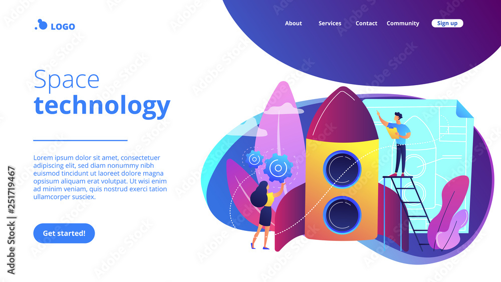 Obraz premium Space technology concept landing page.