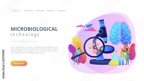 Microbiological technology concept landing page.