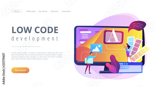 Low code development concept landing page.