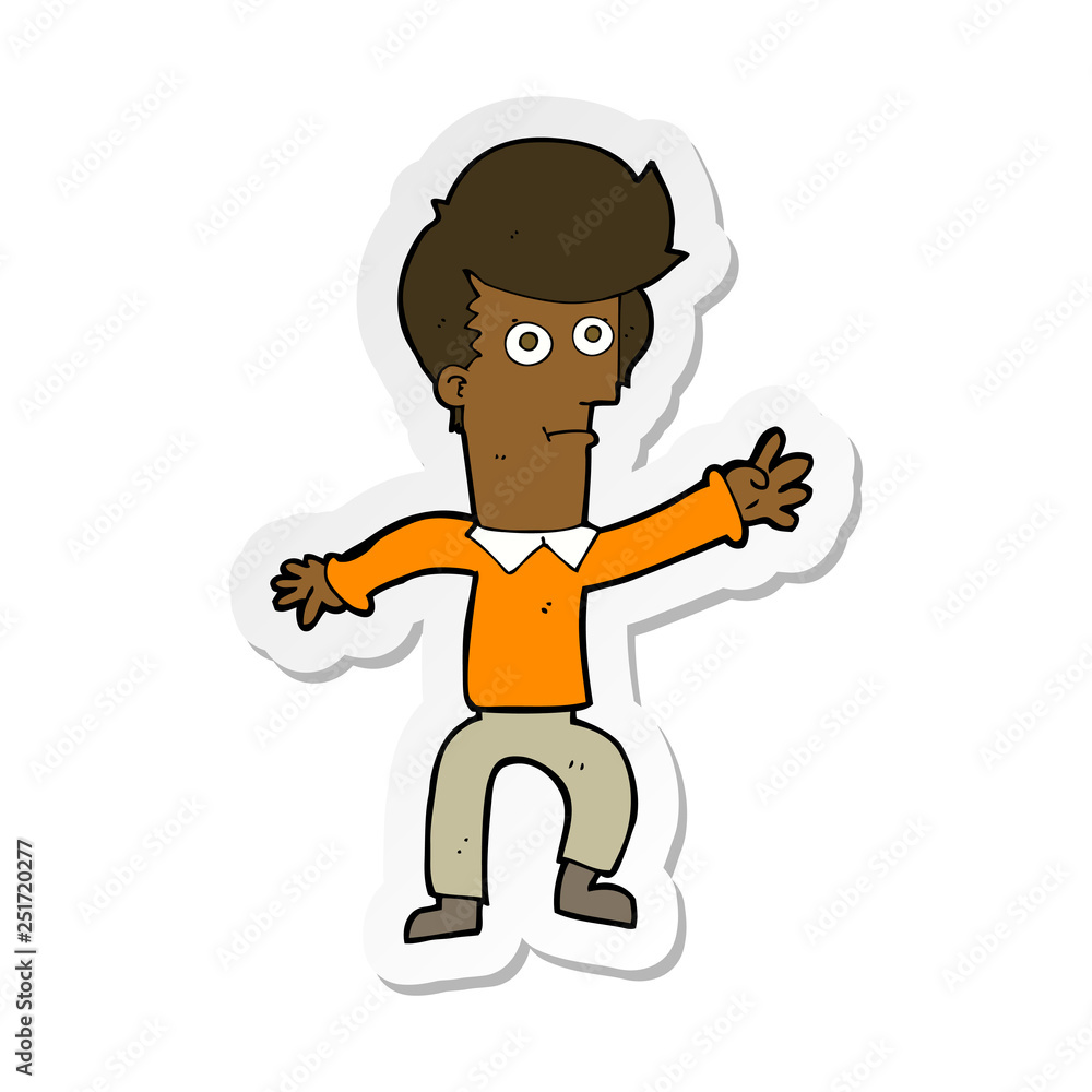 sticker of a cartoon man waving sticker of a cartoon man waving