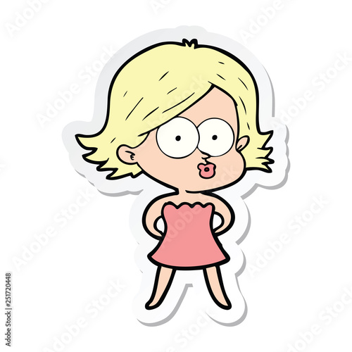 sticker of a cartoon girl pouting