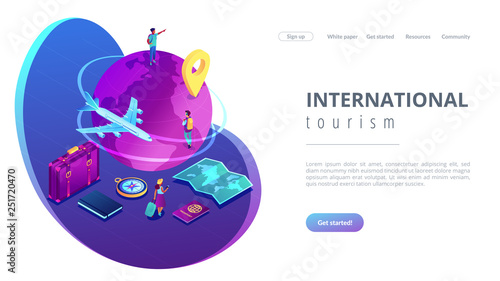 Global travelling isometric 3D landing page.