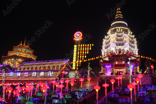 Beautifully lit-up Kek Lok Si Temple in Penang during Chinese New Year