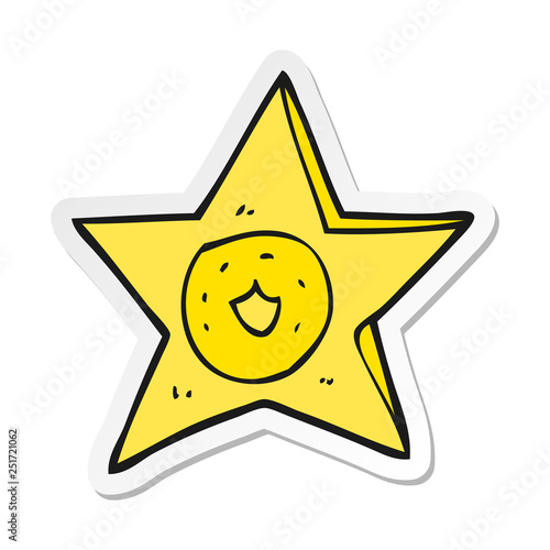 sticker of a cartoon sheriff badge