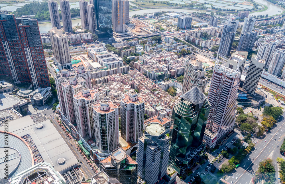 A bird's eye view of Shenzhen, China..