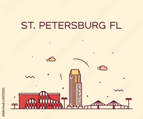 St Petersburg skyline Pinellas Florida USA vector