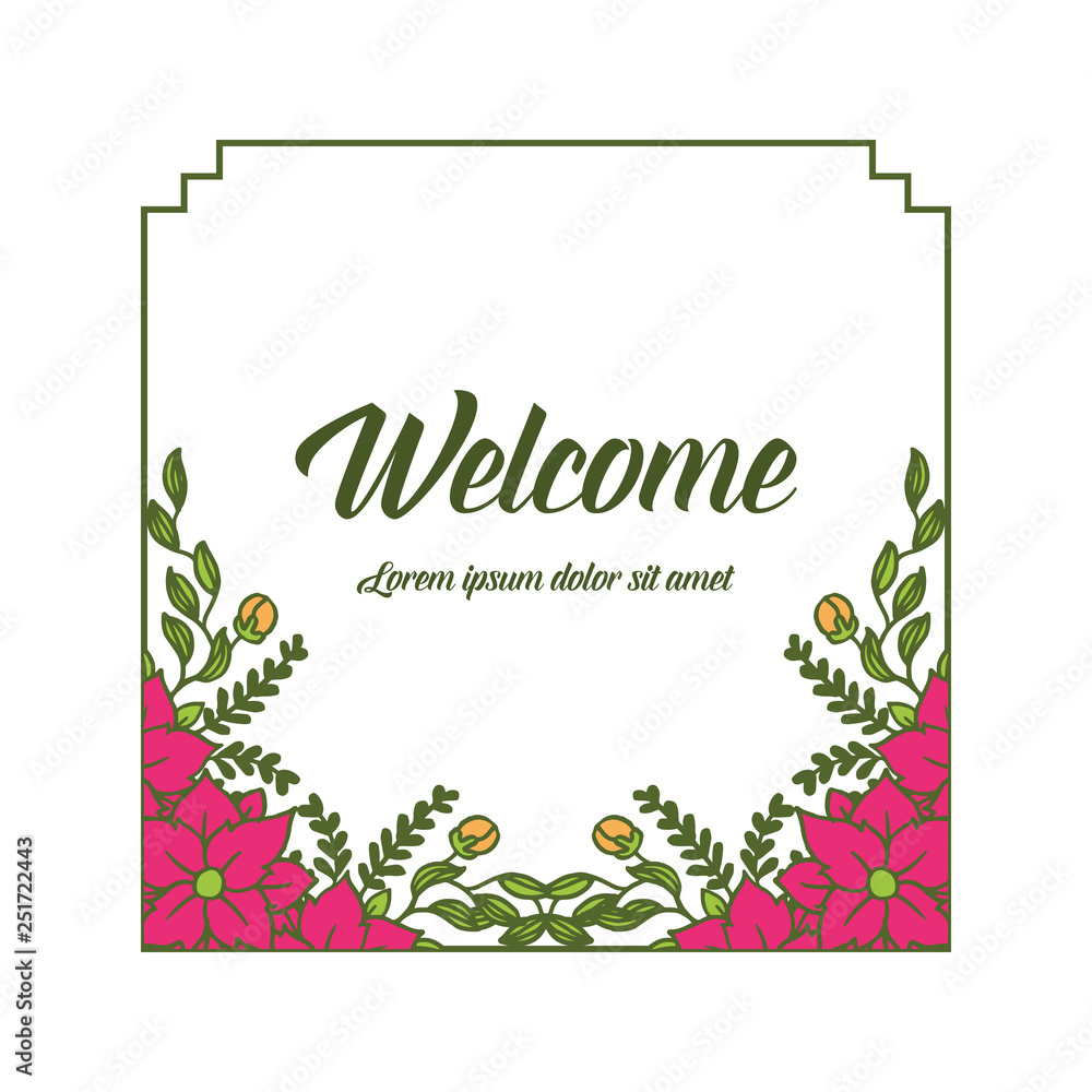 Obraz premium Vector illustration floral frame design white background for greeting card welcome hand drawn