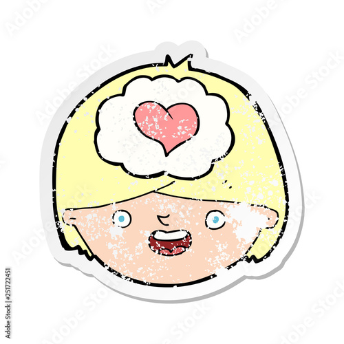 retro distressed sticker of a cartoon man in love