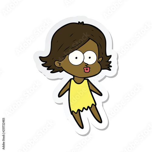 sticker of a cartoon girl pouting