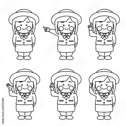 ポーズセット女性バスガイド