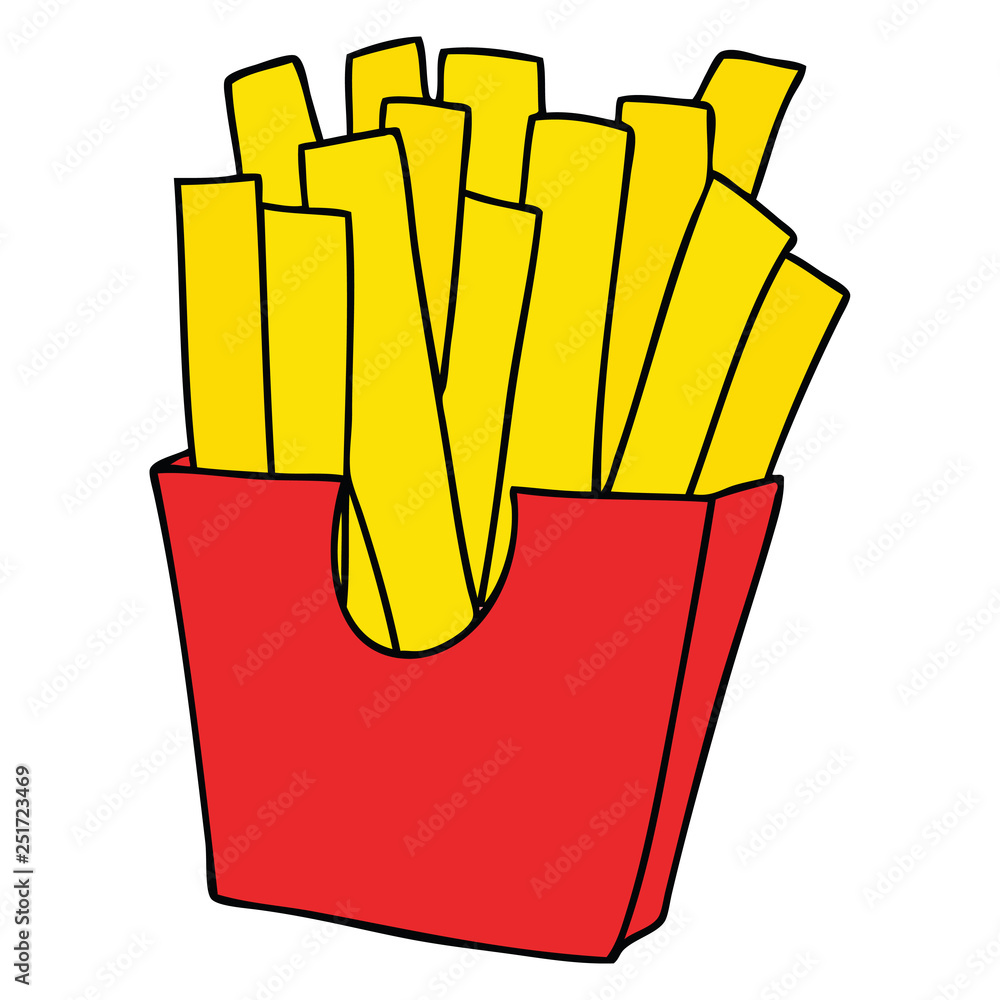 quirky hand drawn cartoon french fries quirky hand drawn cartoon french fries