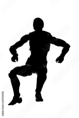 Silhouette of a man in a sitting pose on a white background
