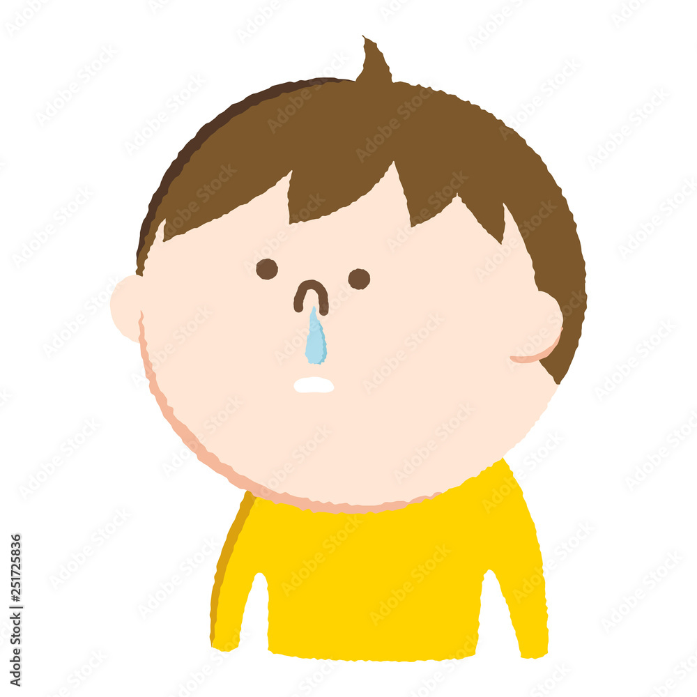 手書き風のイラスト 鼻水を垂らしている男の子 Stock ベクター Adobe Stock