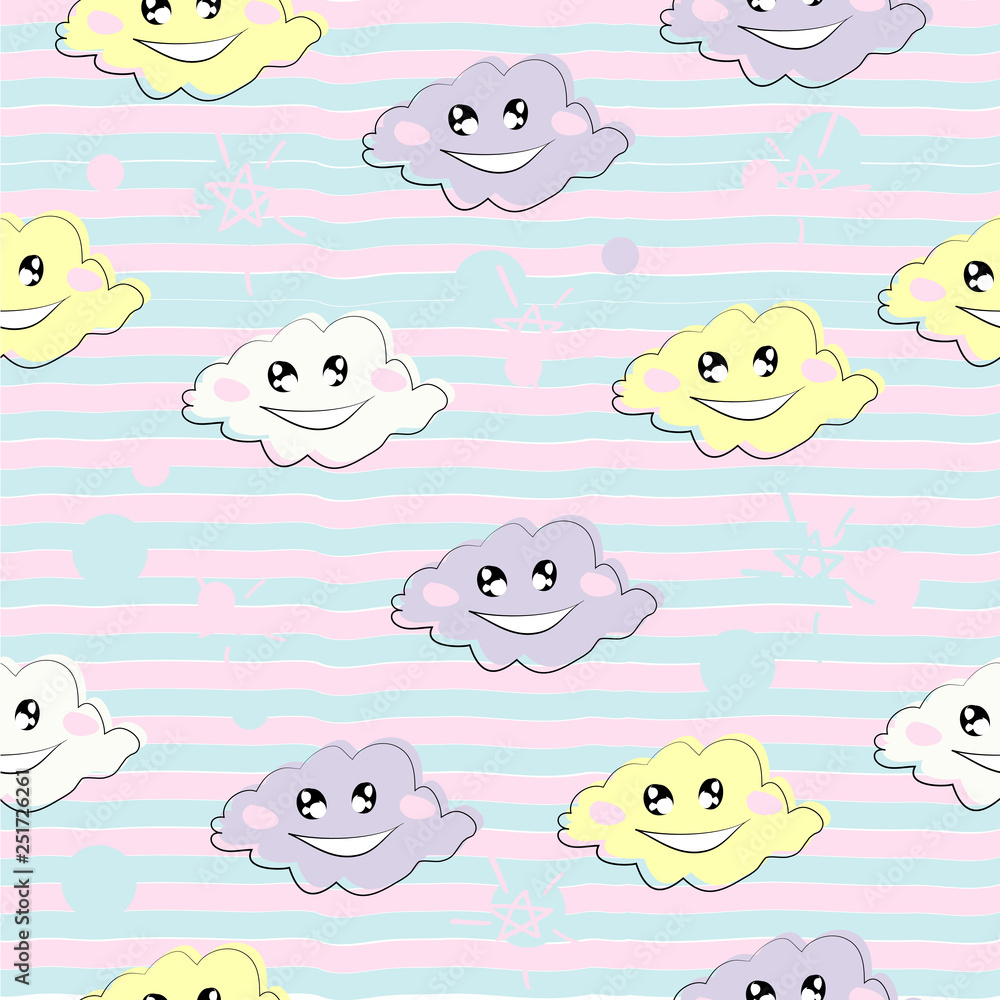 Fototapeta premium cute seamless pattern clouds illustration vector