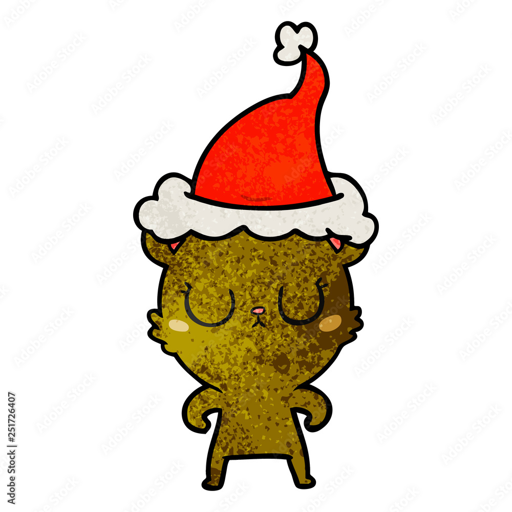 peaceful textured cartoon of a bear wearing santa hat peaceful textured cartoon of a bear wearing santa hat