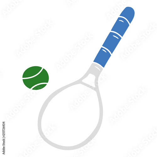 cartoon doodle tennis racket and ball
