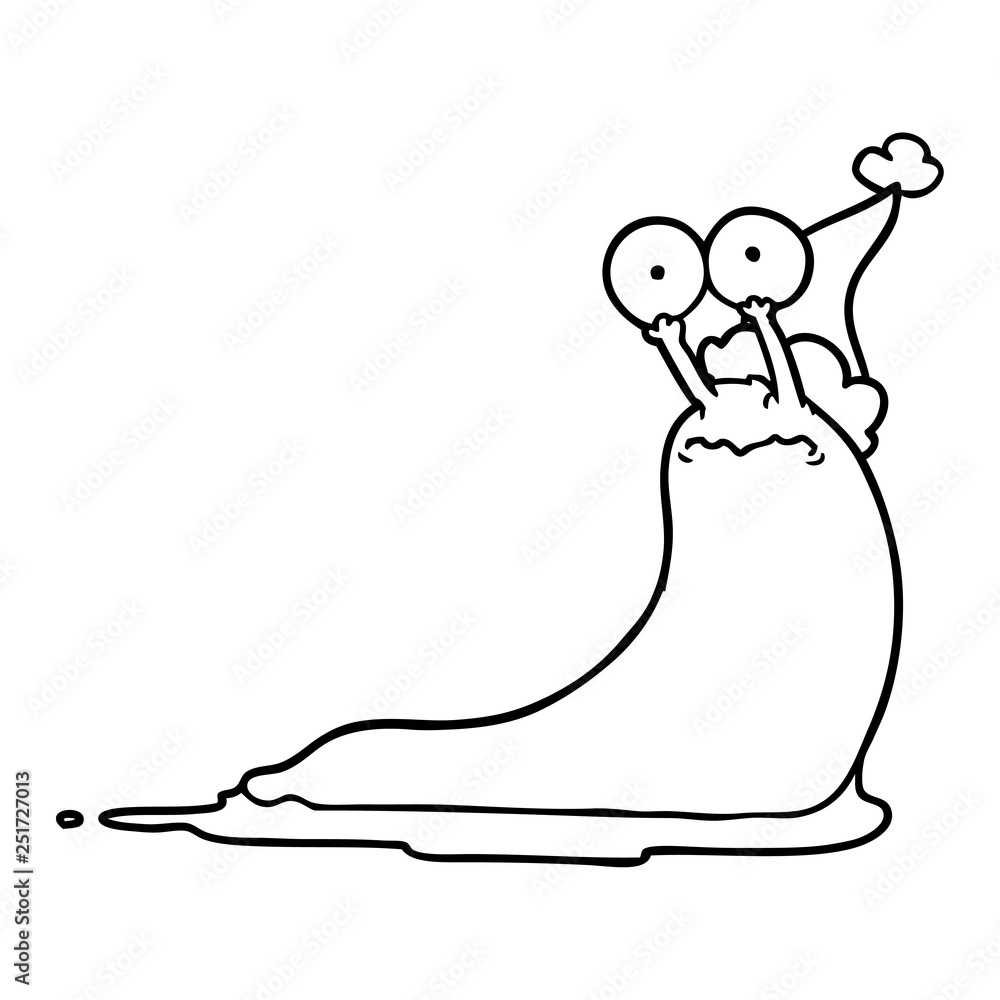 line drawing of a slug wearing santa hat line drawing of a slug wearing santa hat