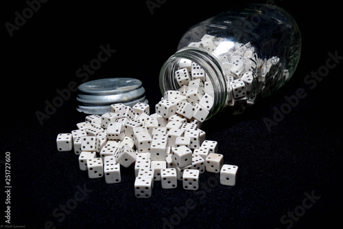 dice in glass jar