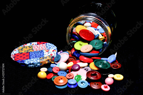 buttons on black background