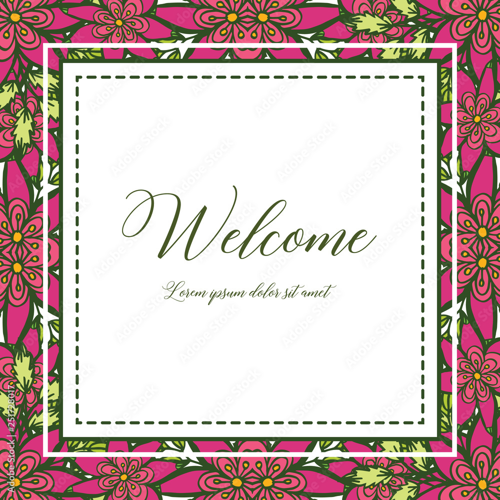 Vector illustration a crowd of flower frames very blooms with greeting card welcome hand drawn Vector illustration a crowd of flower frames very blooms with greeting card welcome hand drawn