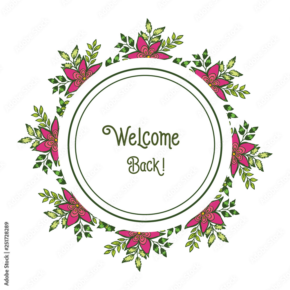 Vector illustration welcome letter with beauty pink flower frame design  hand drawn Stock Vector | Adobe Stock