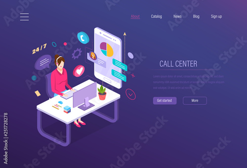 Call center. Customer service, round-the-clock technical support, help desk.