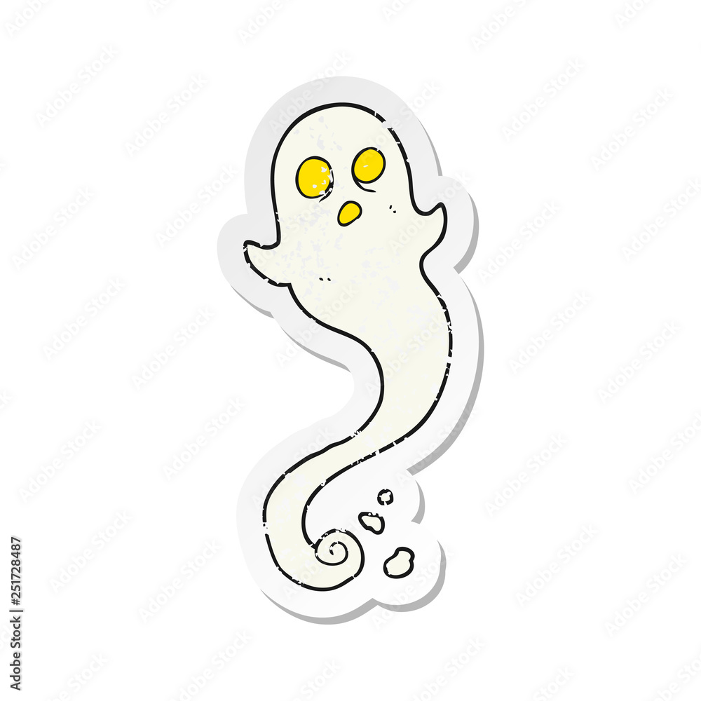 retro distressed sticker of a cartoon halloween ghost retro distressed sticker of a cartoon halloween ghost